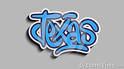 Texas Usa Hand Lettering Sticker Vector Design. Vector Illustration
