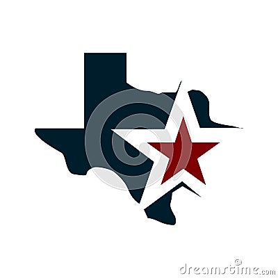 Texas vector map with star in blue and red flags color Vector Illustration