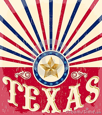 Texas Vintage poster - Card - western Vector Illustration