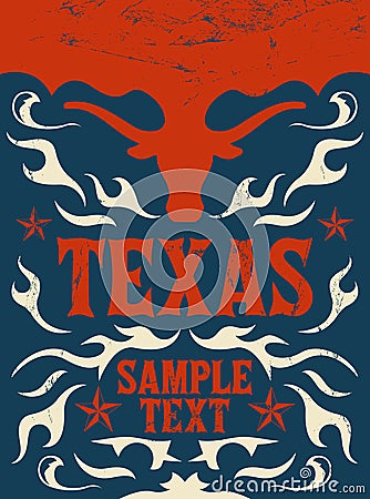 Texas Vintage poster - Card - western - cowboy Vector Illustration