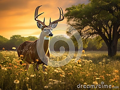 Ai Generated illustration Wildlife Concept of Texas Whitetail Deer Cartoon Illustration