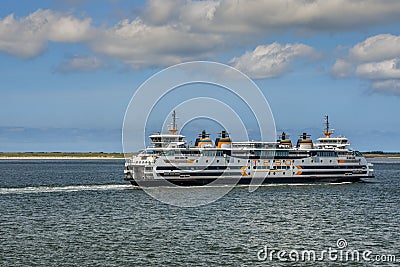 Texel, the Netherlands. September 2021. A passing ferry on its way to the island of Texel. Editorial Stock Photo