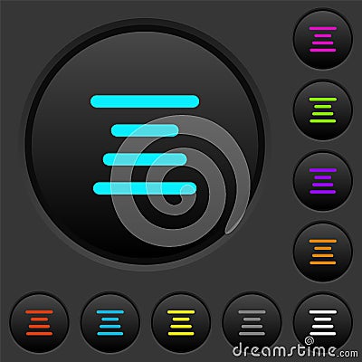 Text align center dark push buttons with color icons Stock Photo