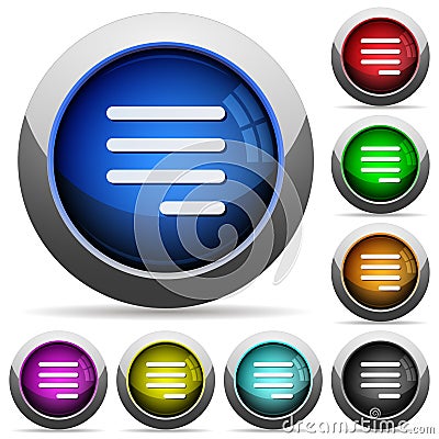 Text align justify last row right round glossy buttons Stock Photo