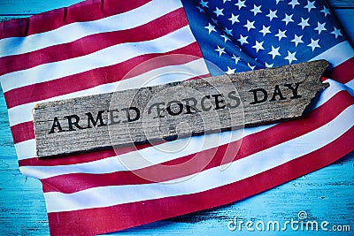 Text armed forces day and flag of the United States Stock Photo