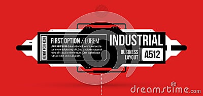 Text background with hi-tech elements in black and red techno style Vector Illustration