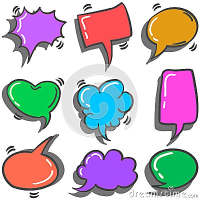 Text balloon various style of set Vector Illustration