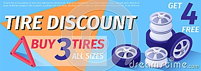 Text Banner Advertises Tire Discount, Sale Offer Vector Illustration