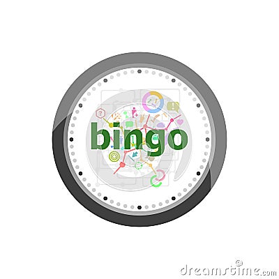 Text Bingo on digital background. Game concept . Set of modern flat design concept icons for internet marketing. Watch clock Stock Photo