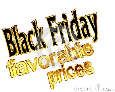 Text Black Friday with favorable prices on a white background Stock Photo
