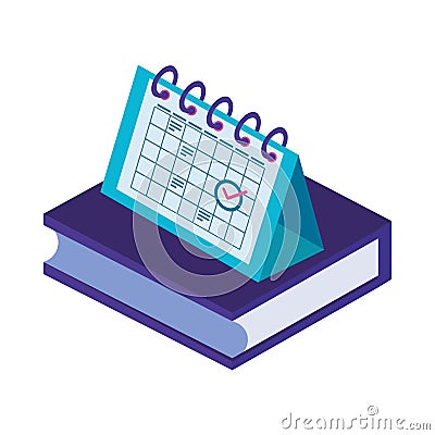 Text book library with calendar reminder Vector Illustration