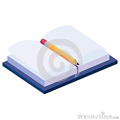 Text book with pencil Vector Illustration