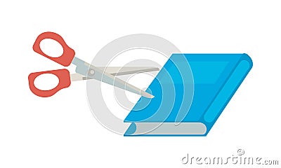 Text book and scissors school supplies Vector Illustration