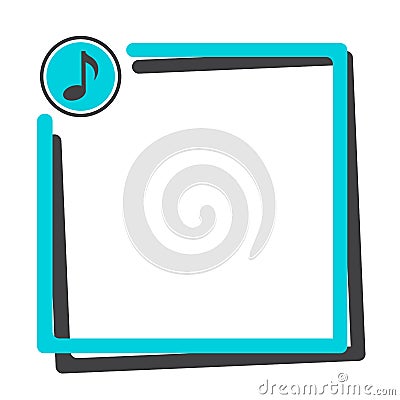 Text box with button of music icon. Vector illustration Cartoon Illustration