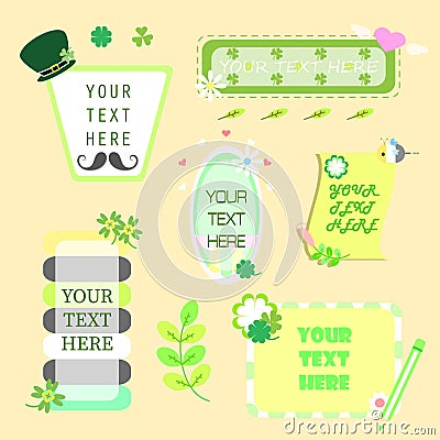 Text box pop up and banner clover set Vector Illustration