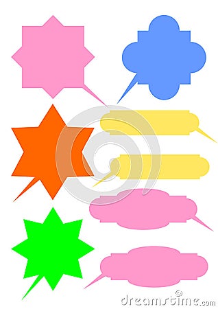 Text boxes for use in graphics, label work, arranged in various forms Vector Illustration