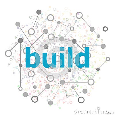 Text Build. Business concept . Stylized low poly concept with wired construction Stock Photo