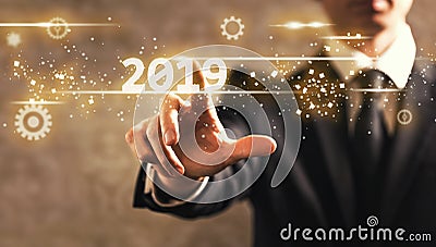 2019 text with businessman Stock Photo