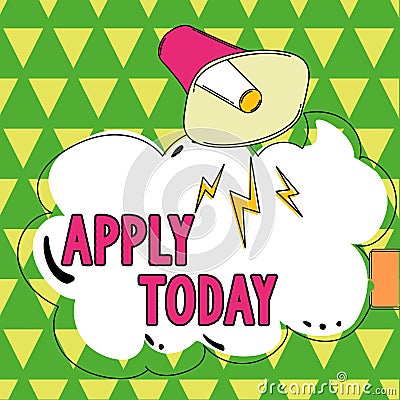 Text caption presenting Apply Today. Word Written on to request something mainly in writing or by sending in a form Stock Photo