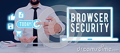 Text showing inspiration Browser Security. Business showcase security to web browsers in order to protect networked data Stock Photo