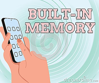 Text caption presenting Built In Memory. Business approach device or feature are included in something as a part of it Stock Photo