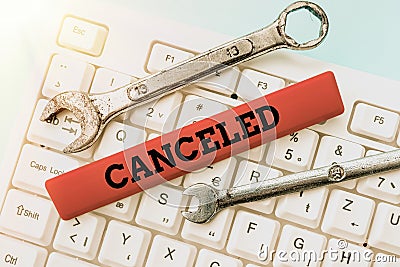 Writing displaying text Canceled. Business concept to decide not to conduct or perform something planned or expected Stock Photo