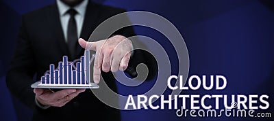 Text caption presenting Cloud ArchitecturesVarious Engineered Databases Softwares Applications. Business overview Stock Photo