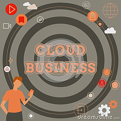 Text caption presenting Cloud Business. Word for computing that relies on shared computing resources Businessman Stock Photo