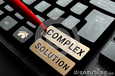 Text caption presenting Complex Solution. Word Written on computer time or service including data processing services Stock Photo