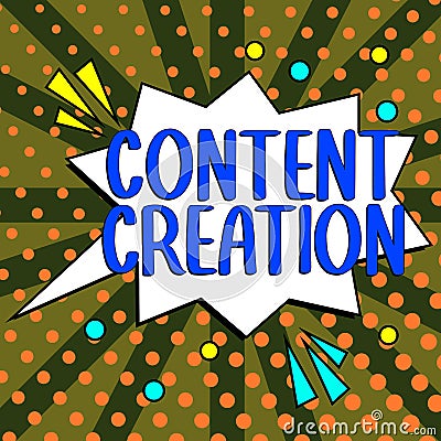 Writing displaying text Content Creation. Internet Concept contribution of information to any digital media Stock Photo