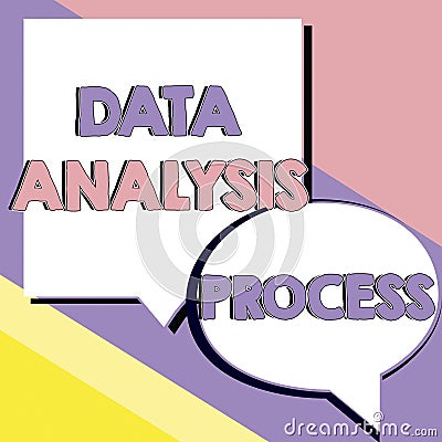 Text caption presenting Data Analysis Process. Business approach build a dashboard and analyze with graphs and Stock Photo