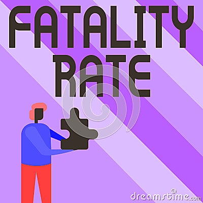 Text caption presenting Fatality Rate. Internet Concept calculated number of deaths over a specific range of period Stock Photo