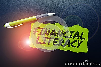 Text caption presenting Financial Literacy. Word Written on Understand and knowledgeable on how money works Stock Photo