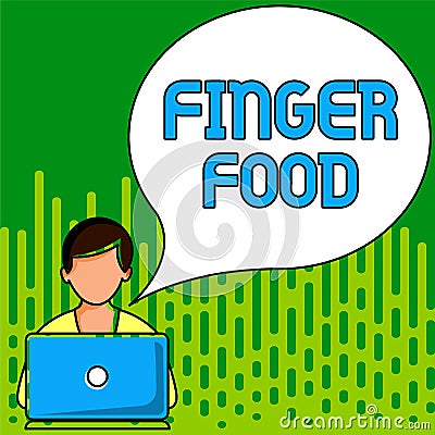 Conceptual caption Finger Food. Business concept products and digestives that is to be held with the fingers for eating Stock Photo