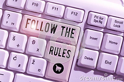 Conceptual caption Follow The Rules. Business overview learn to conform the compliance, regulations, or guidelines Stock Photo