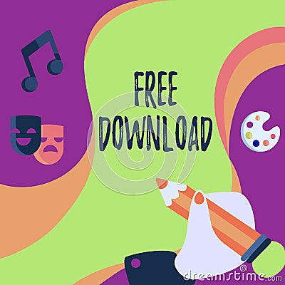 Sign displaying Free Download. Business showcase Key in Transfigure Initialize Freebies Wireless Images Hand Using Stock Photo