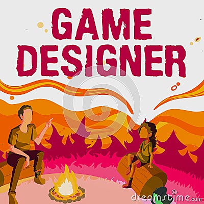 Text caption presenting Game Designer. Business idea Campaigner Pixel Scripting Programmers Consoles 3D Graphics Father Stock Photo