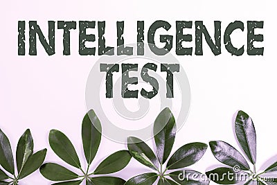 Sign displaying Intelligence Test. Business approach test designed to measure the ability to think and reason Nature Stock Photo