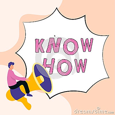 Text caption presenting Know How. Concept meaning The process to learn of doing things you will do for the first time Stock Photo