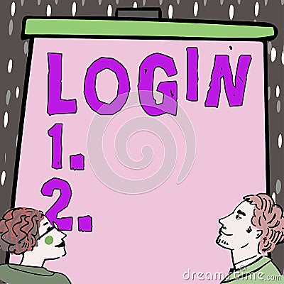 Text caption presenting Login. Internet Concept Entering website Blog using username and password Registration Stock Photo