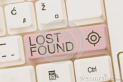 Text caption presenting Lost Found. Word for Things that are left behind and may retrieve to the owner -49076 Stock Photo