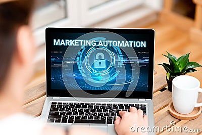 Writing displaying text Marketing Automation. Business concept Software used by company to effectively target customer Stock Photo