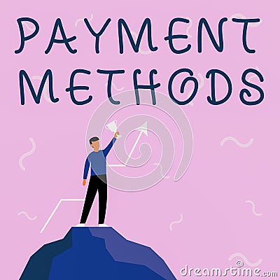 Text caption presenting Payment Methods. Internet Concept Several ways utilized to compensate a purchased service Stock Photo