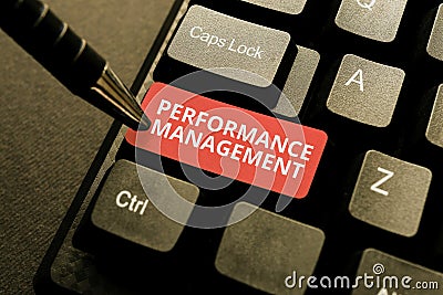 Text caption presenting Performance Management. Conceptual photo ongoing process of communication that occurs all year Stock Photo