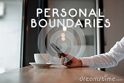 Text caption presenting Personal Boundaries. Business idea something that indicates limit or extent in interaction with Stock Photo