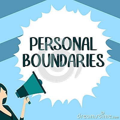 Text caption presenting Personal Boundaries. Internet Concept something that indicates limit or extent in interaction Stock Photo