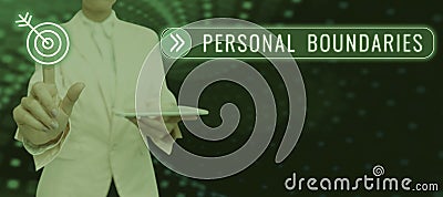 Handwriting text Personal Boundaries. Concept meaning something that indicates limit or extent in interaction with Stock Photo