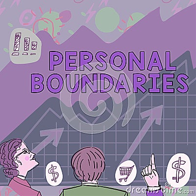 Text caption presenting Personal Boundaries. Business overview something that indicates limit or extent in interaction Stock Photo