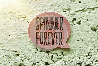 Text showing inspiration Spinner Forever. Business approach stress reliever for showing who tend to fidget Flat top Stock Photo