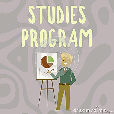 Conceptual caption Studies Program. Business overview Platform help move you towards a college and career path Stock Photo